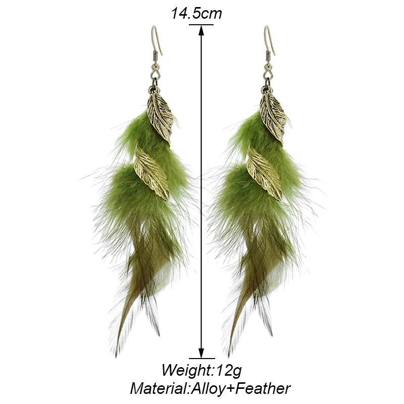 Bohemian Vintage Lange Übertriebene Unregelmäßige Feder Ohrringe für Frauen Ethnische Gold Farbe Twist Blatt Asymmetrie Ohrringe Schmuck – Detail 1