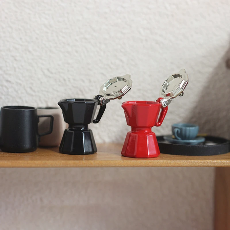 Mini cafetera de simulación en miniatura para casa de muñecas, modelo de utensilios de café para decoración de casa de muñecas, juguetes de juego de