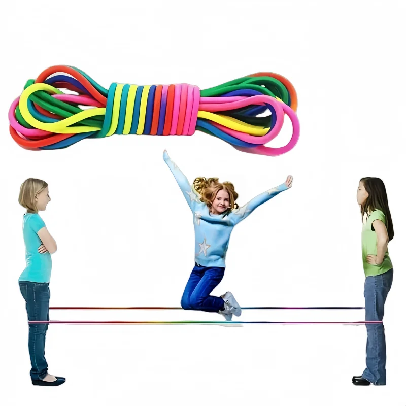 1-5Pcs 5M Rainbow Elastic Rubber Bands Jump Rope Training Toy Adults Outdoor Games Fitness Exercise Party Toys Gift