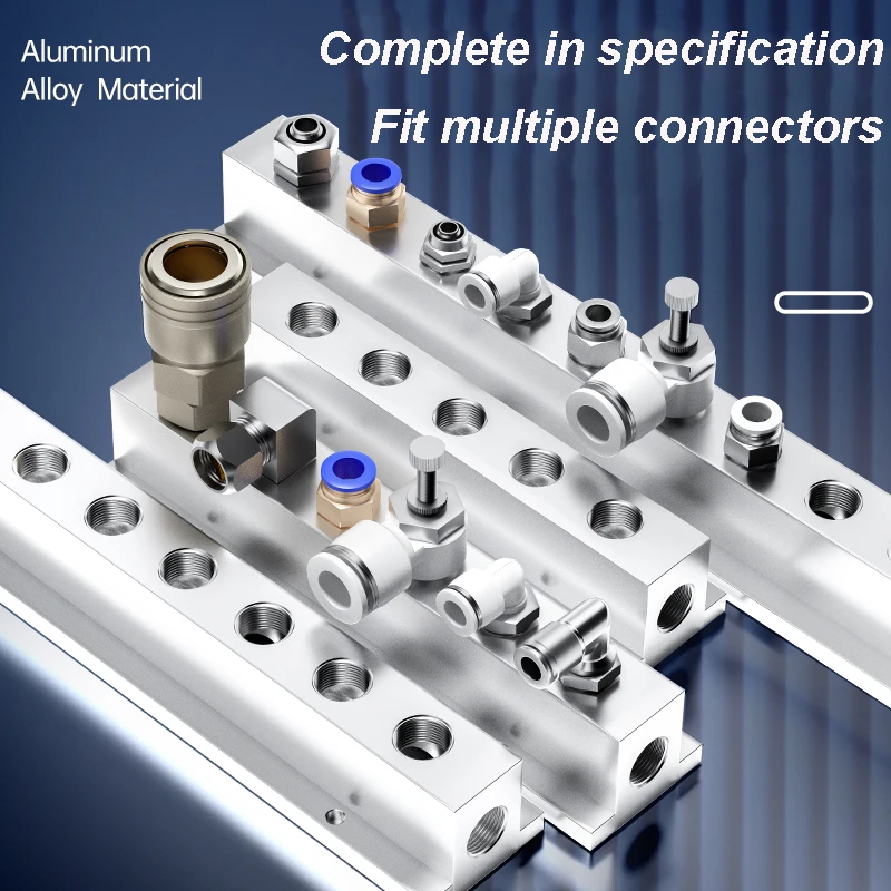 T-type Aluminum Air Hose Inline Air Manifold Block Splitter Standard/High Ventilation Pneumatic Air Compressor Manifold Fitting