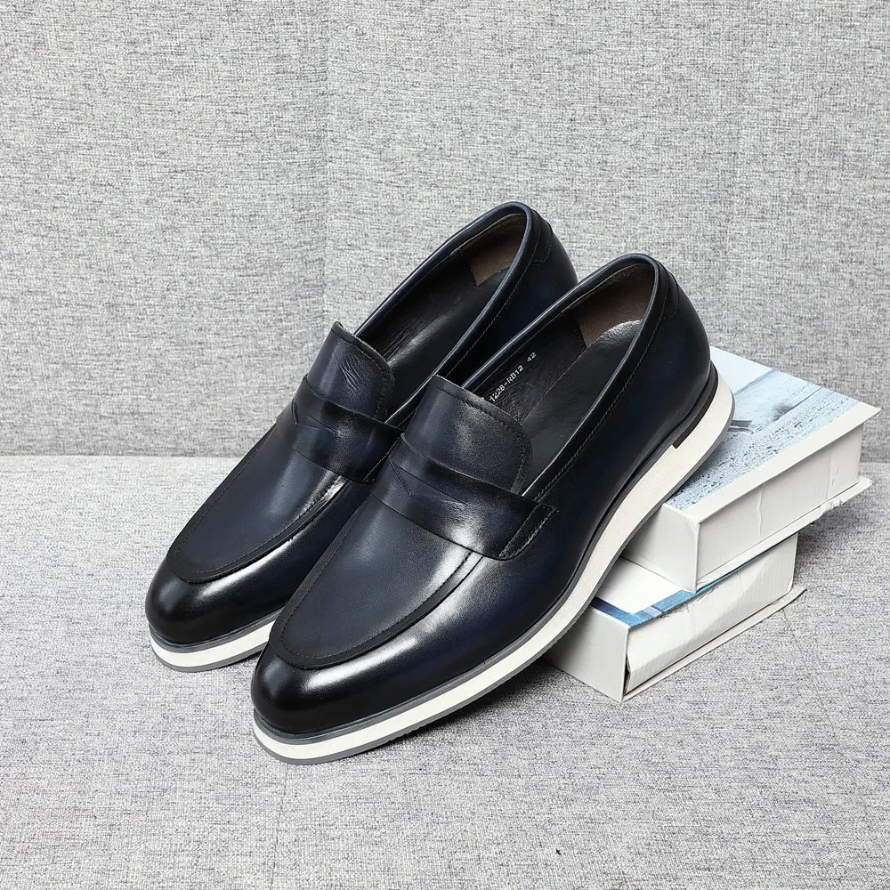 Irritation y-Chaussures d\'affaires décontractées pour hommes, cuir de vache véritable, mocassins plats détectée y, baskets de printemps et