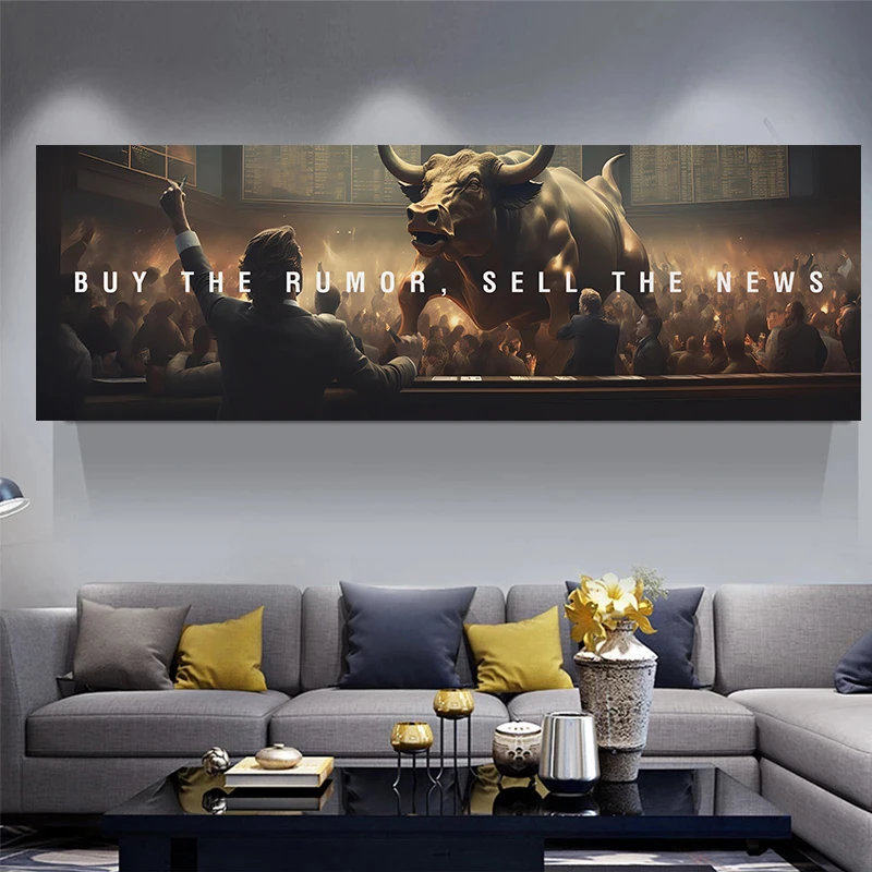 Buy The Rumor Sell The News Stock Market  Poster Canvas Painting Art Trading Decor for Office, Bull Market Trader Gift