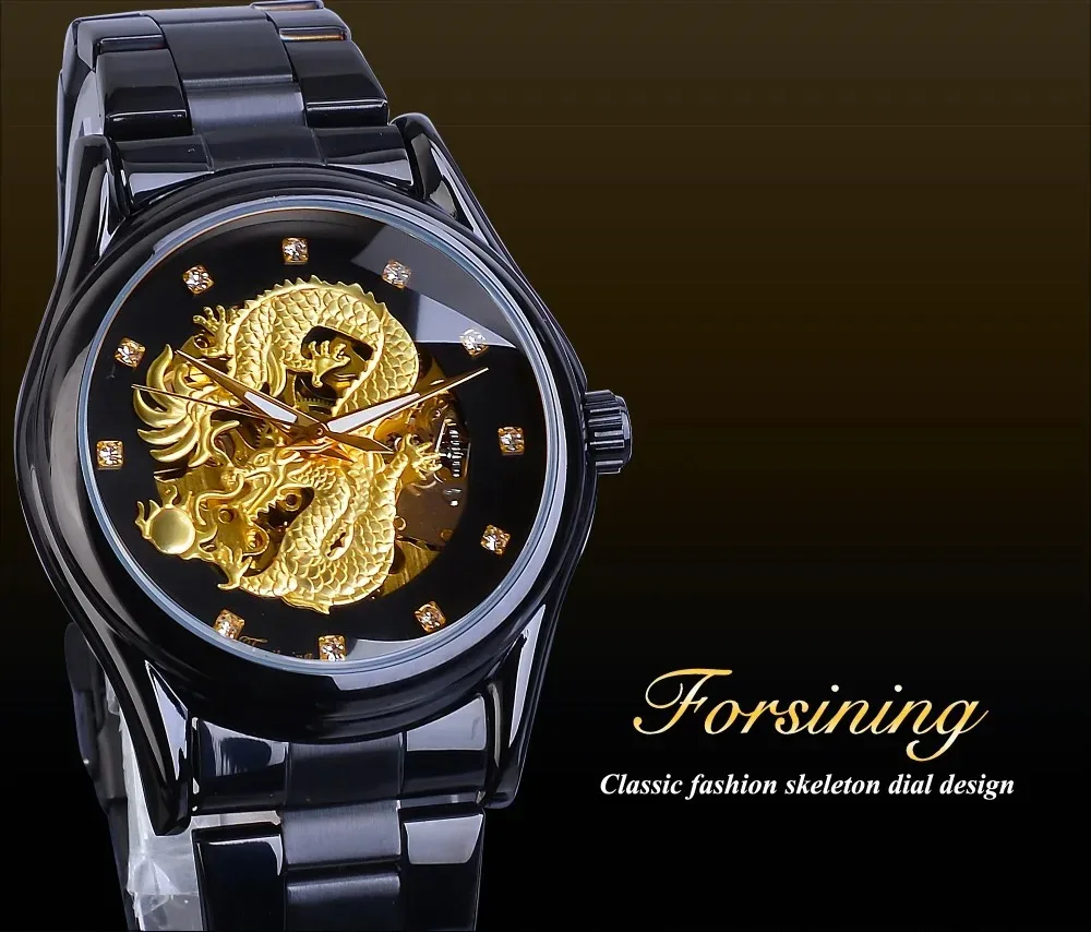 FORSING A3G Luxury Brand Hollow-carved Man Clock Popular Tourbillon Watch Chinese Dragon Automatic Mechanical Watches For Men