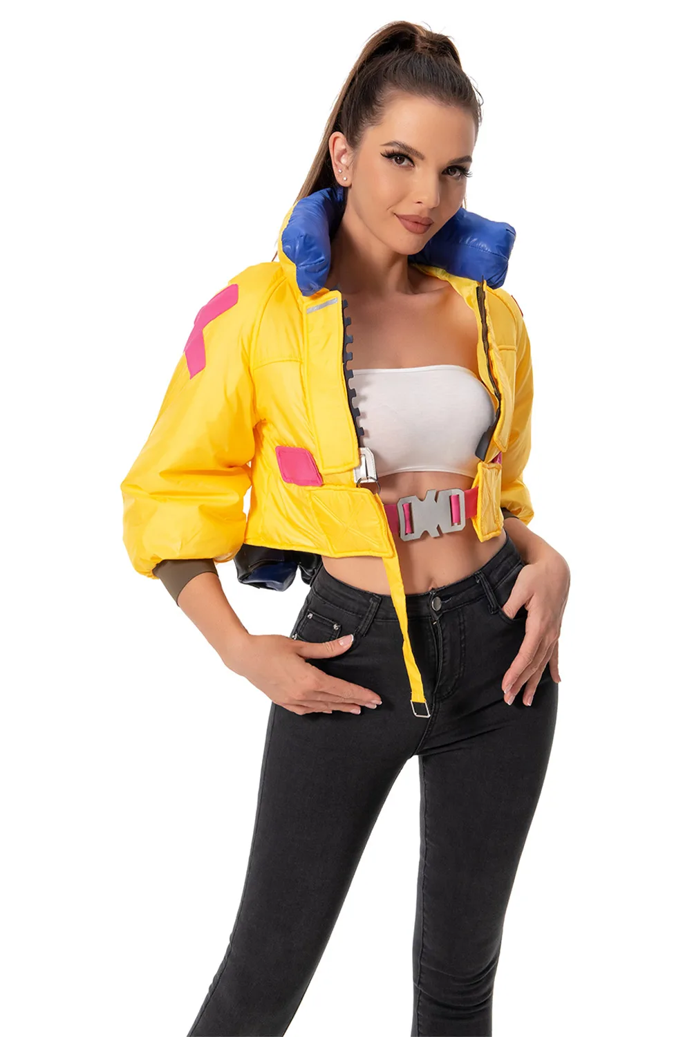 Disfraz de Cosplay de VALORANT Killjoy para mujer, chaqueta amarilla, abrigo, trajes, mochila, traje de fiesta de Carnaval de Halloween