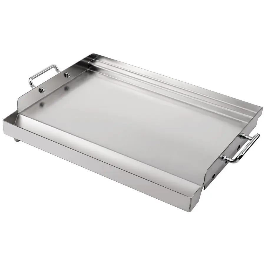 

17 x 13 Stainless Steel Cooking Griddle for Outdoor Gas Grill, Universal Griddle Flat Top Plate Insert with Grease Groove and Re