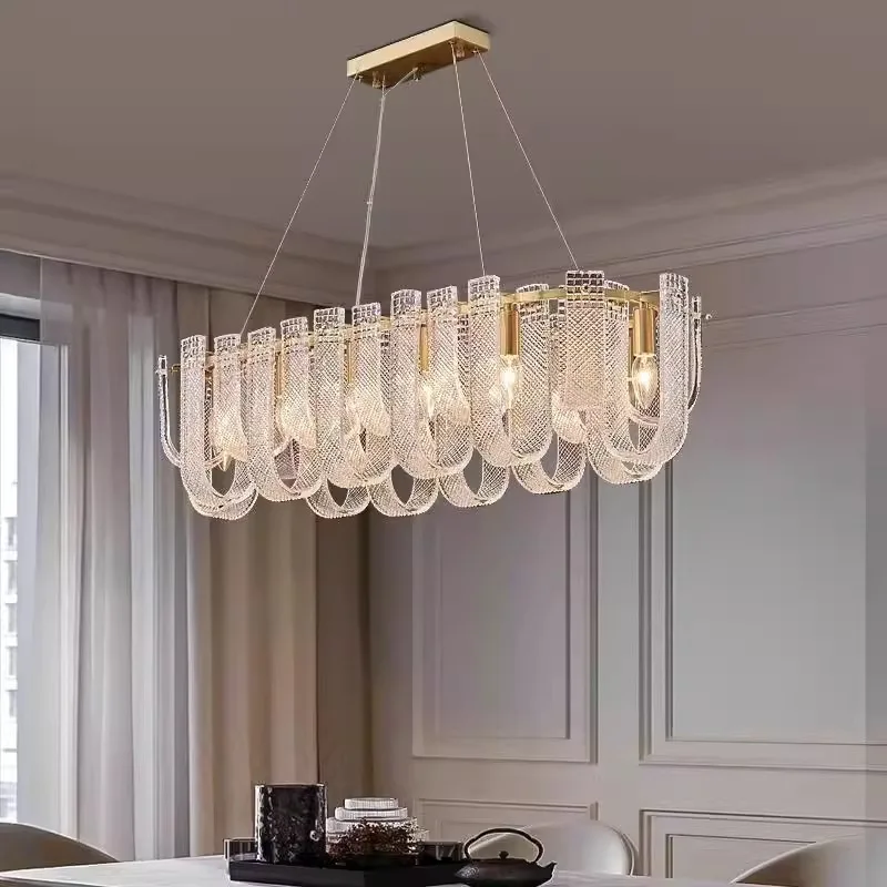 

New Copper Luxury Glass Pendant Lamp Living Room Restaurant Bedroom Hotel High-end LED Chandelier Modern Home Art Decor Lighting