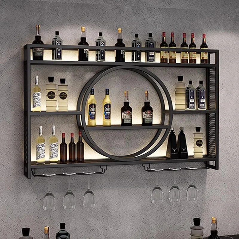 Room Liquor Hanging Bar Cabinet Whiskey Showcase Modern Home Wall Antique Iron Drinks Portable Full Kitchen High End Furniture