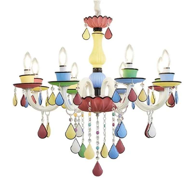 

Хрустальная люстра для детской комнаты Macarons ярких цветов, лампа для девочек, принцесс, спальни, столовой, креативное освещение