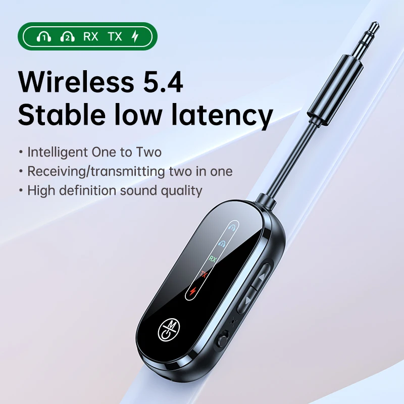 Transmetteur et récepteur audio Bluetooth 5.4, 2 en 1, prise AUX 3.5mm, adaptateur sans fil pour avion, kit micro pour TV, voiture, haut-parleur, PC, sauna, téléphone
