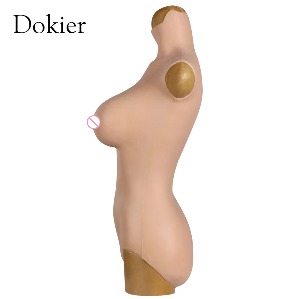 Dokier Realistic Silicone bodysuits Fake Breast Forms Boobs Breastplate for Crossdressers Drag Queen Shemale Crossdressing