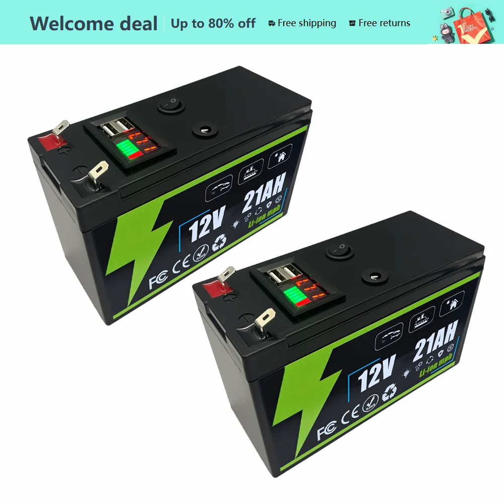 

2025 New 12V 21Ah Battery Li-ion DeepCycle Rechargeable Battery With 30A BMS For Solar Wind Power Marine Fish Finder Ride-on Toy