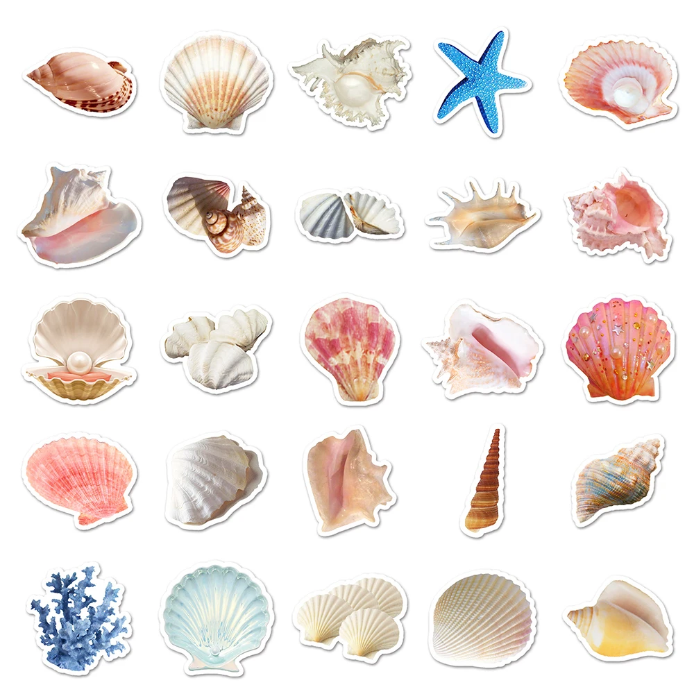 10/30/50pcs Dream Shell Conch Stickers Aesthetic Ins Style Girls Decals DIY Decoration For Phone Notebook Laptop Guitar Kids Toy