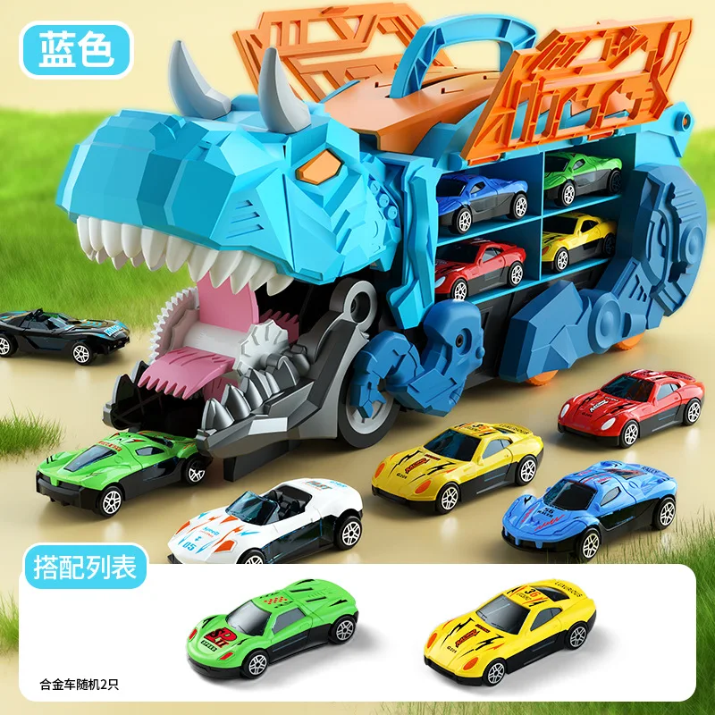 City Dinosaur Devours Rail Car Dinosaur Ultimate Hauler Catapult Alloy Cars T-rex Truck Toy For Boy Holiday Birthday Gift