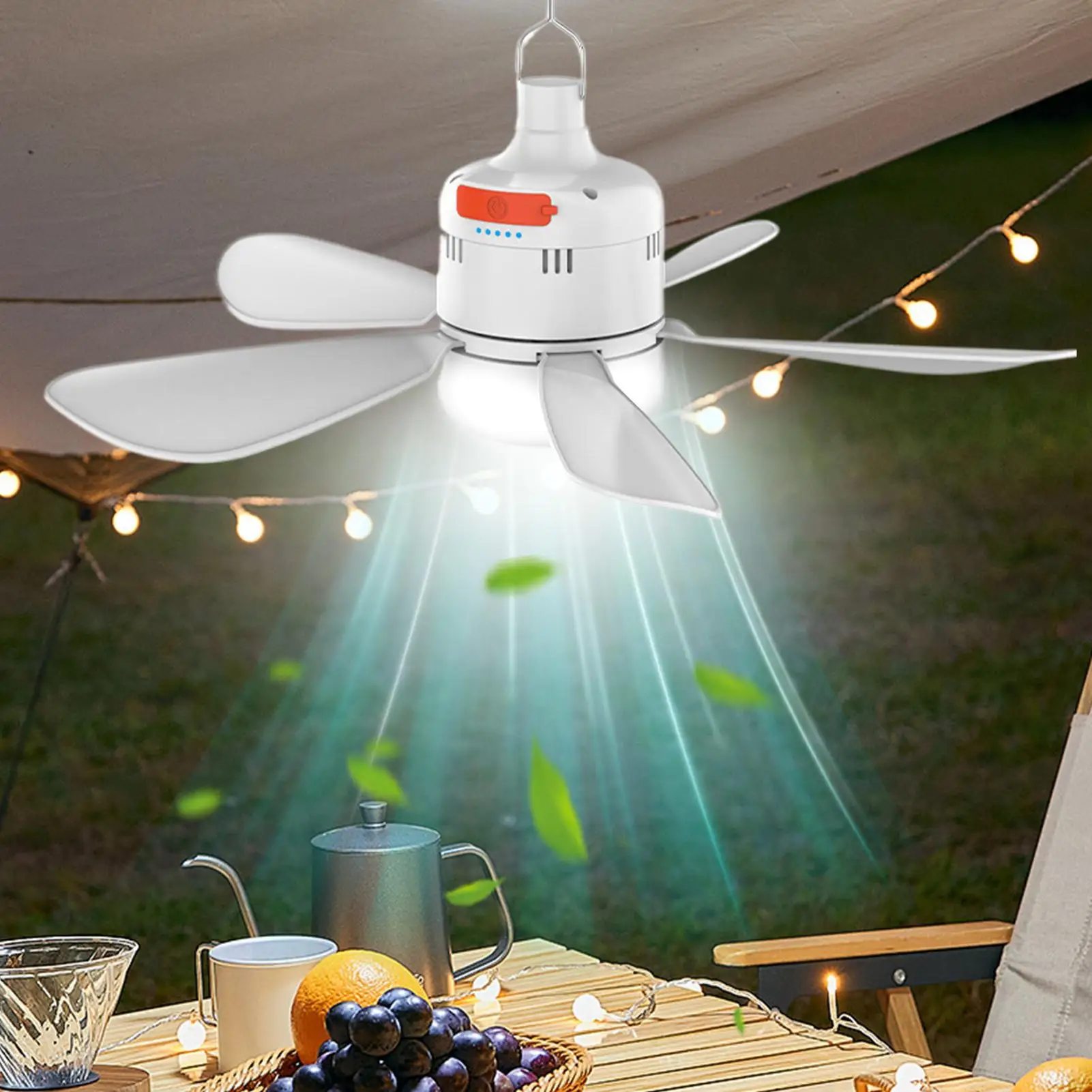 

Tent Ceiling Fan Camping Outdoor Patio Fan Tent Ventilator Cooler Rechargeable Electric Fan Tent Cooling Canopy Fan with Light