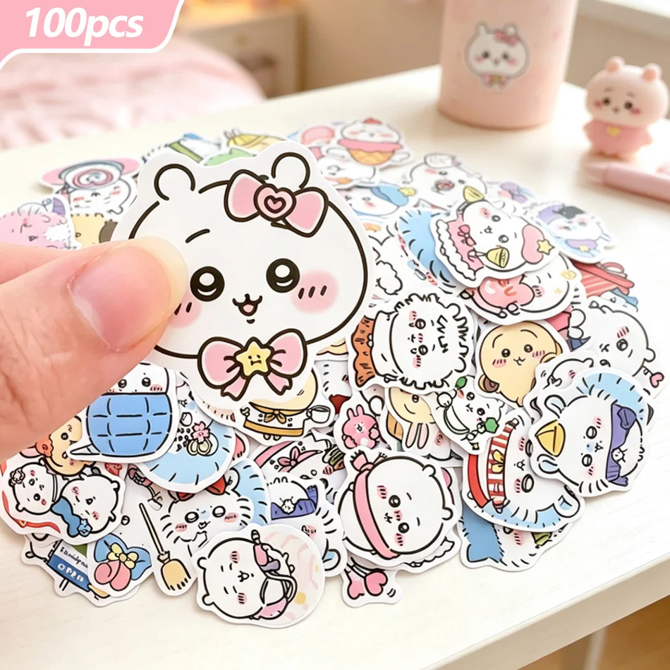 100 autocollants mignons Chiikawa, décorations pour bureau, ordinateur portable, scrapbooking, bagages et décoration de chambre, cadeau pour enfants