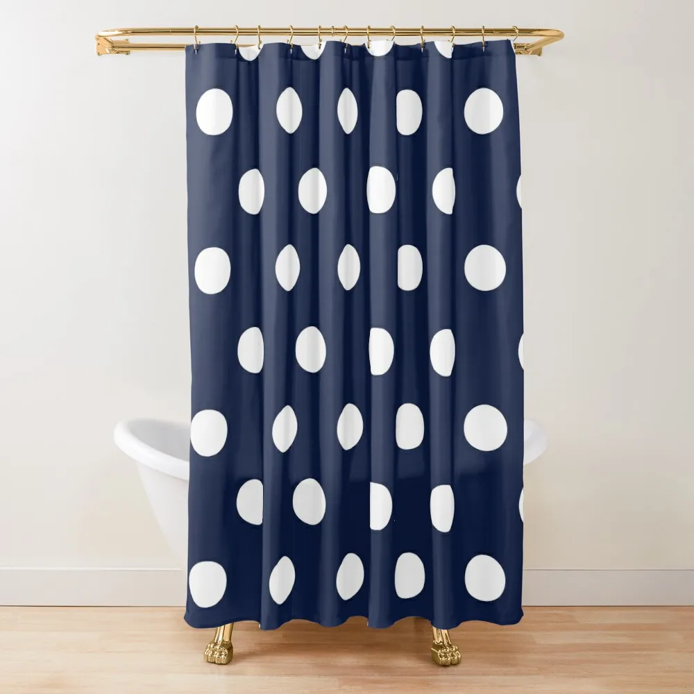 

Navy Blue and White Large Polka Dot Shower Curtain Anime Bathroom Window Bathroom Deco Curtain