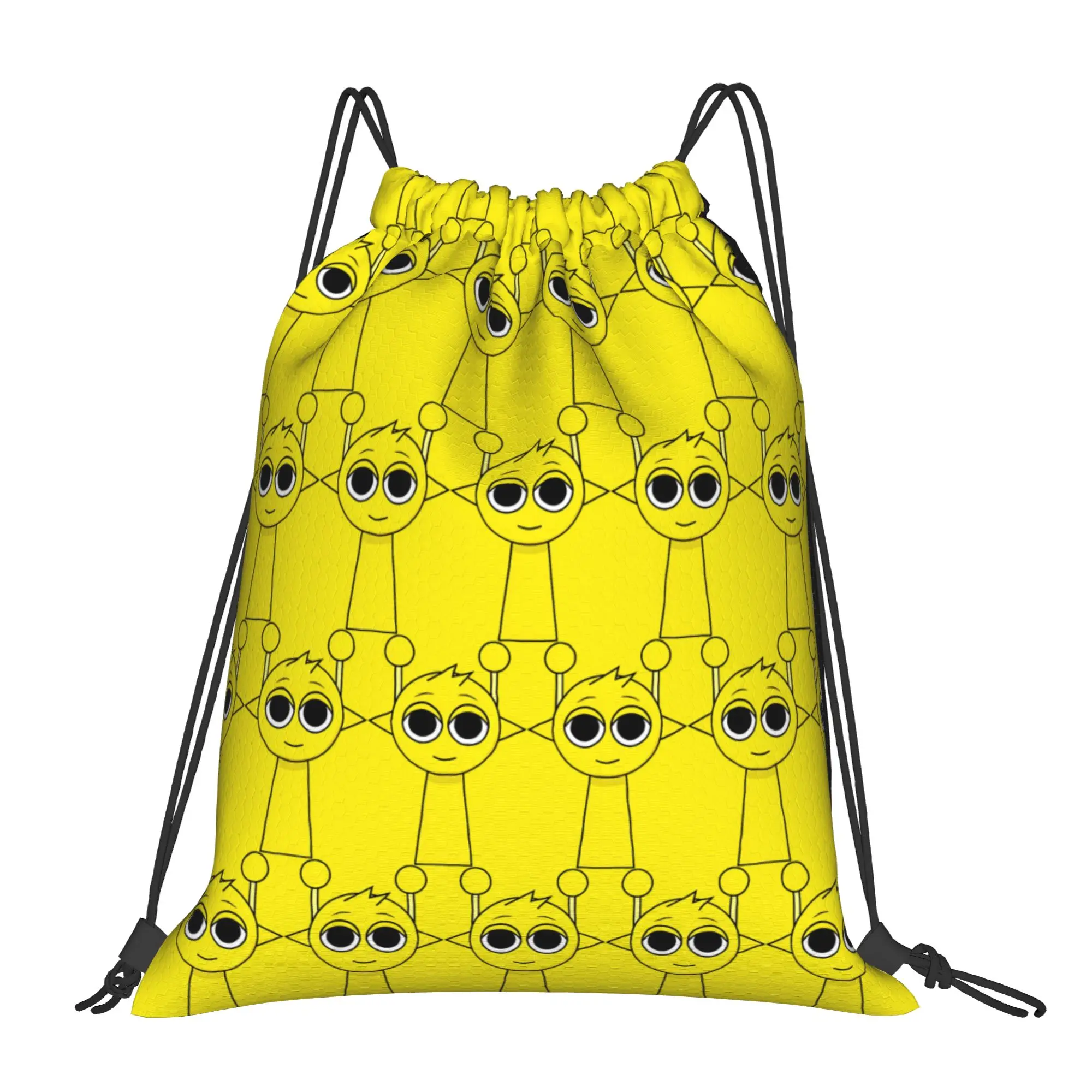 Sprunki Happy Simon Yellow Drawstring Backpack Sports Bag Water Resistant Game String Sackpack for Running 36cm (W) x 43cm (H)