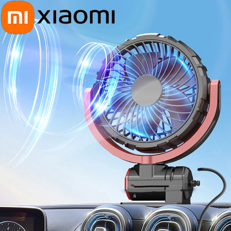 Xiaomi Car Cooling Fan 360° Adjustable Two Head Car Fan Brushless Low Noise Automotive Electric Fan for Dashboard RV Truck