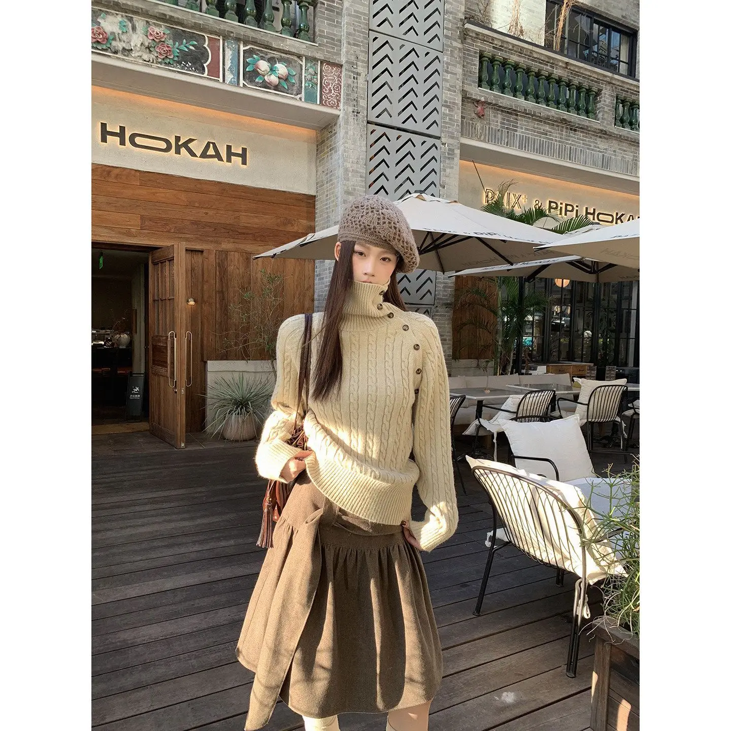 SALIENCY Japanese Ruffles Women's Midi Skirt High Waisted A Line Skirts 2026 Fashion Spring Clothing Lady Street
