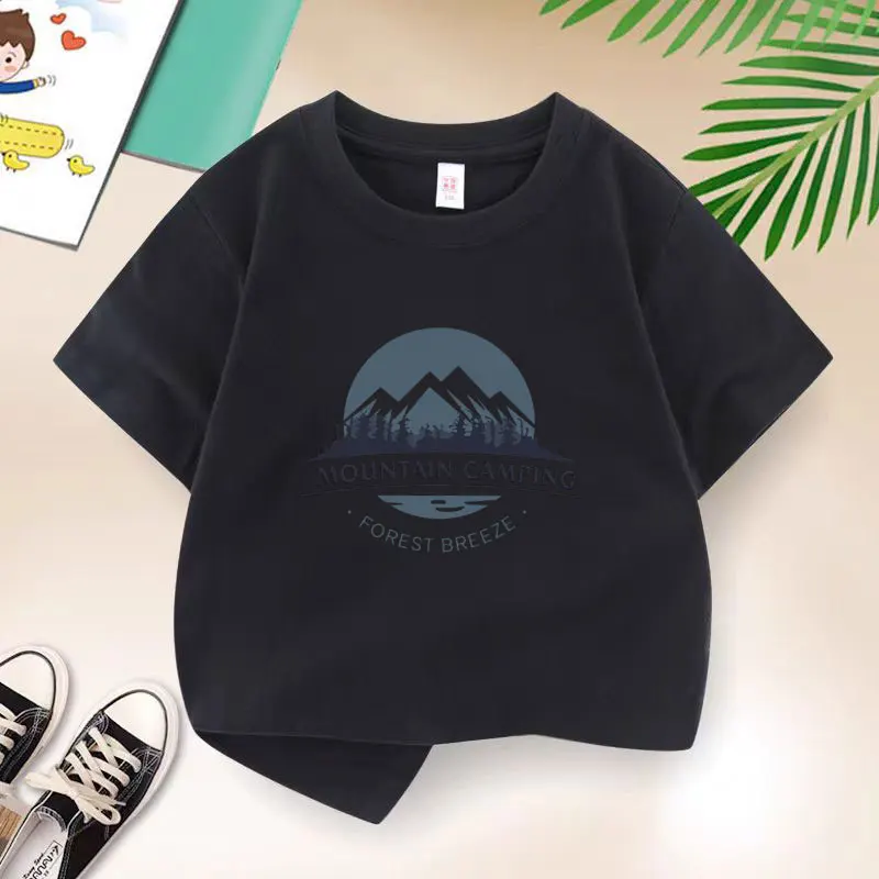 Mountain Camping T-shirt for Boys Cotton Kids T Shirt Casual Children Casual Clothes Teen Baby Boy Summer Tops 6 8 10 12 Years