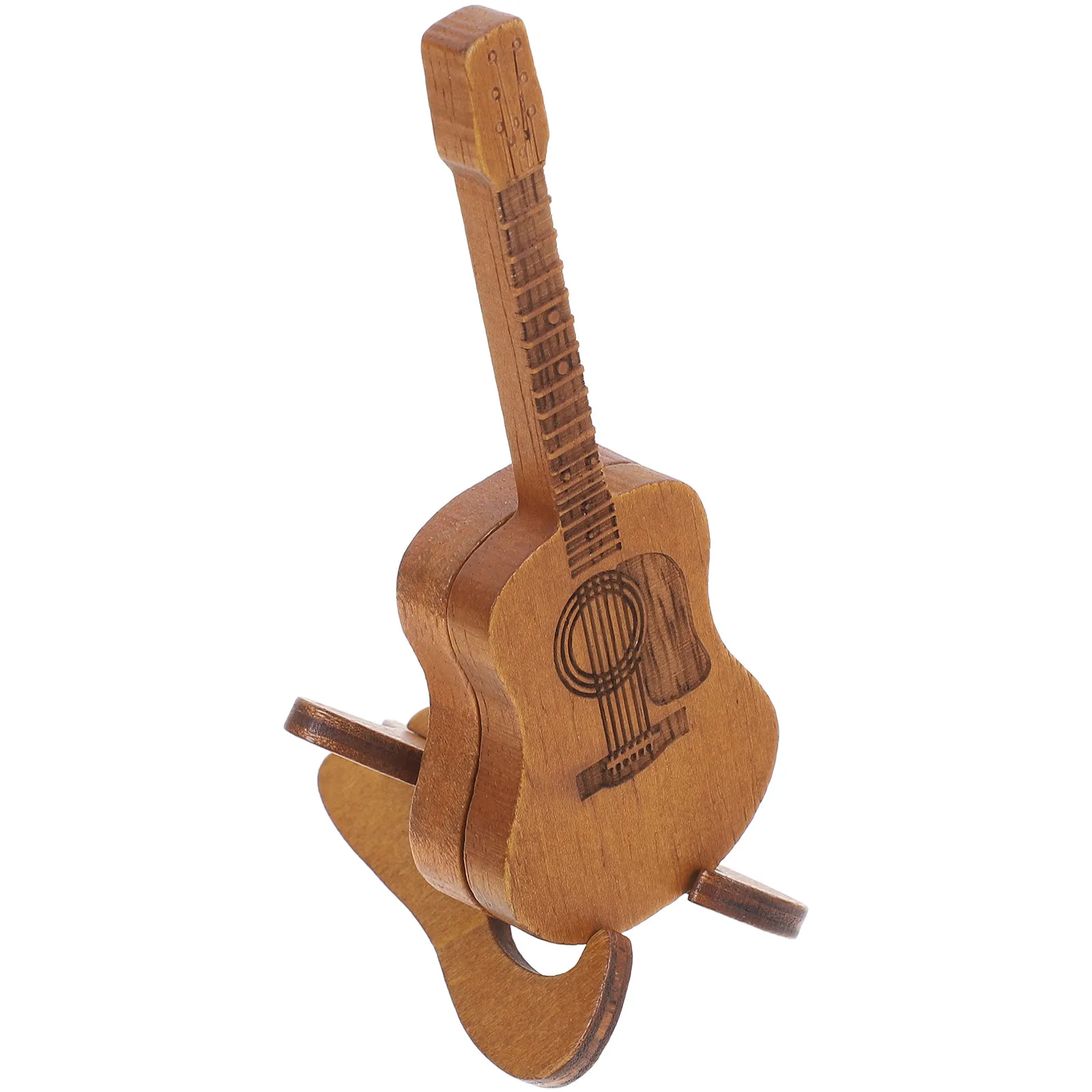 Wooden Guitar Pick Case – Guitar-Shaped Storage Box for Picks, Bass Plectrums & Capo, Lightweight with Grooved Interior