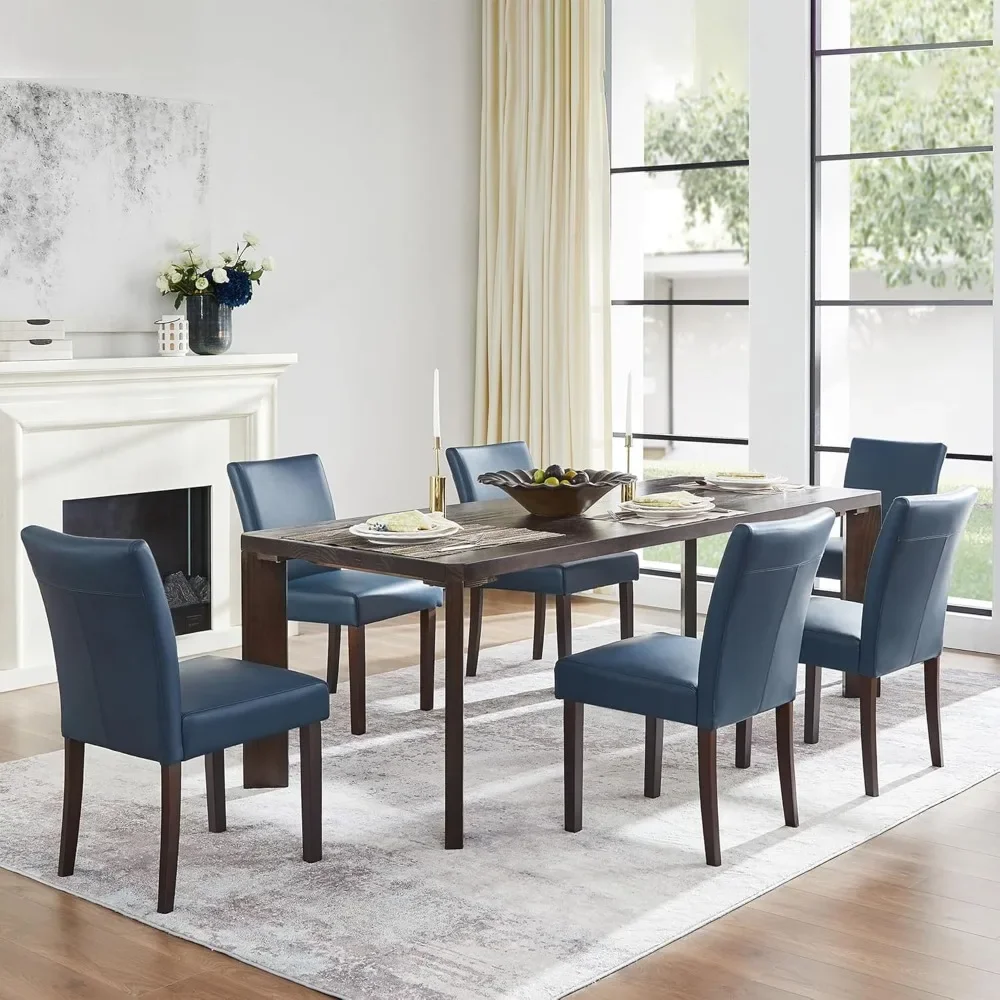 

Watson & Whitely Dining Chairs Set of 6, Faux Leather Upholstered Armless Dining Room Chairs with Solid Wood Legs & Back Side Ch