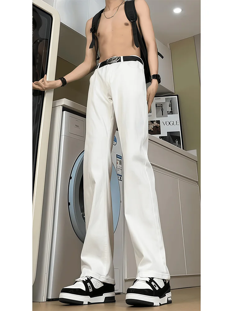 

Мужские джинсы Cleanfit White Bell Bot с высокой талией, прямые, длинные, в американском уличном стиле, осенняя мода, молодежная одежда