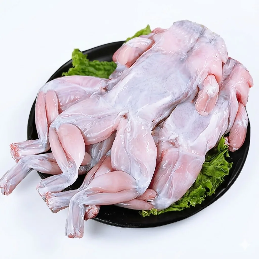 ベトナム産 冷凍牛蛙 牛カエル ホール カエル まるごと 肉たっぷり 皮無し 頭なし 500ｇ (500g×1点（4～6匹）)