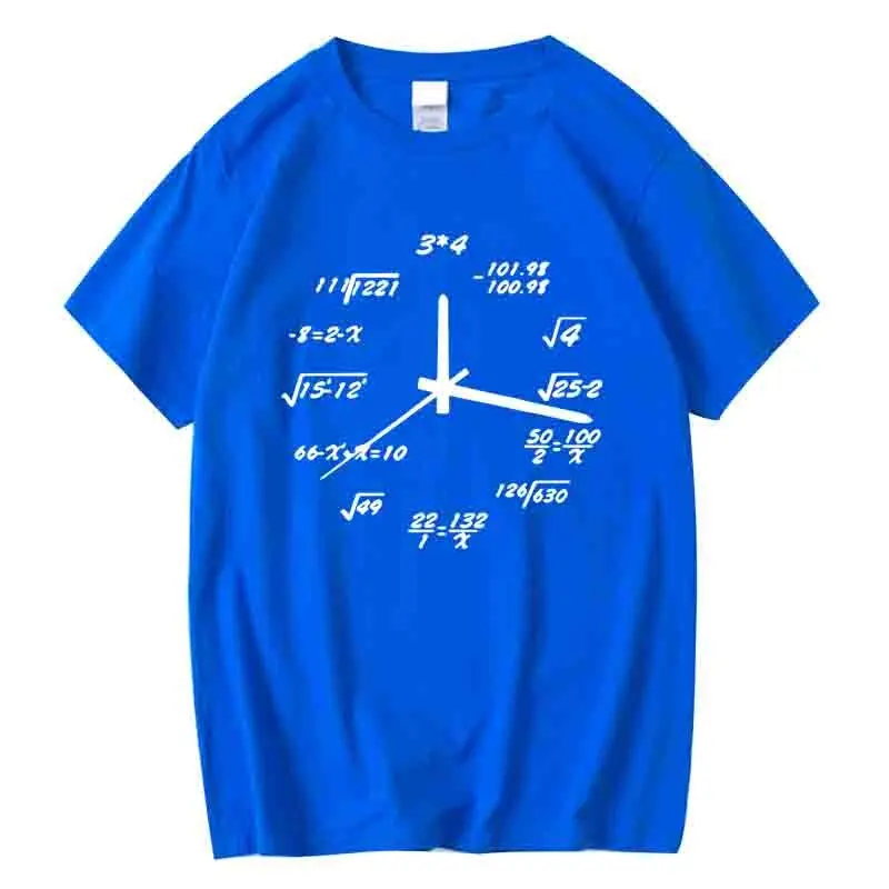 تي شيرت رجالي 100% قطن عادية مضحك الرياضيات ساعة طباعة الصيف فضفاض س الرقبة تي شيرت للرجال كم قصير تي شيرتات رائع الذكور التي شيرت