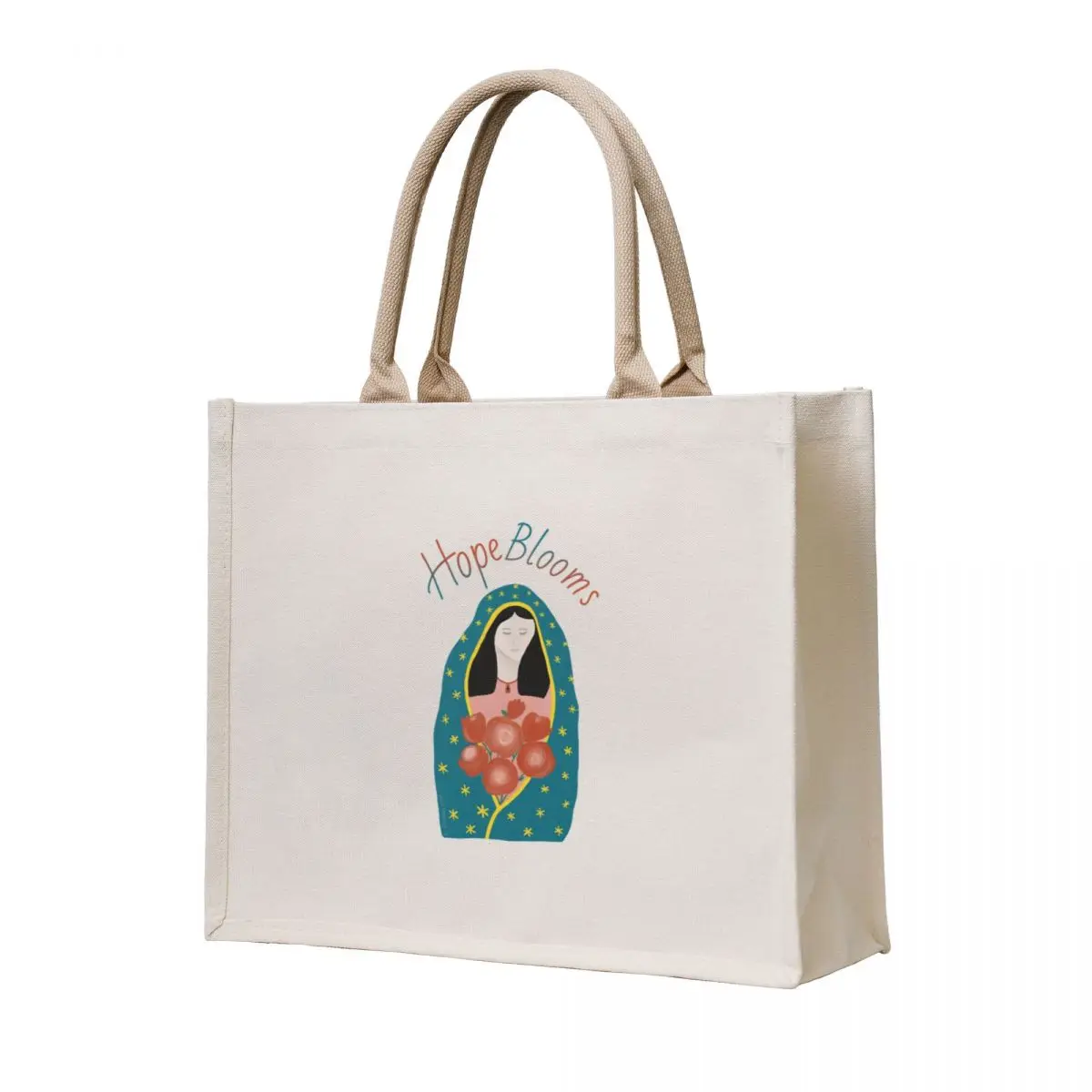 

Hope Blooms, Our Lady of Guadalupe Tote Bag Canvas shoulder bag Portable shopping bag Fabric