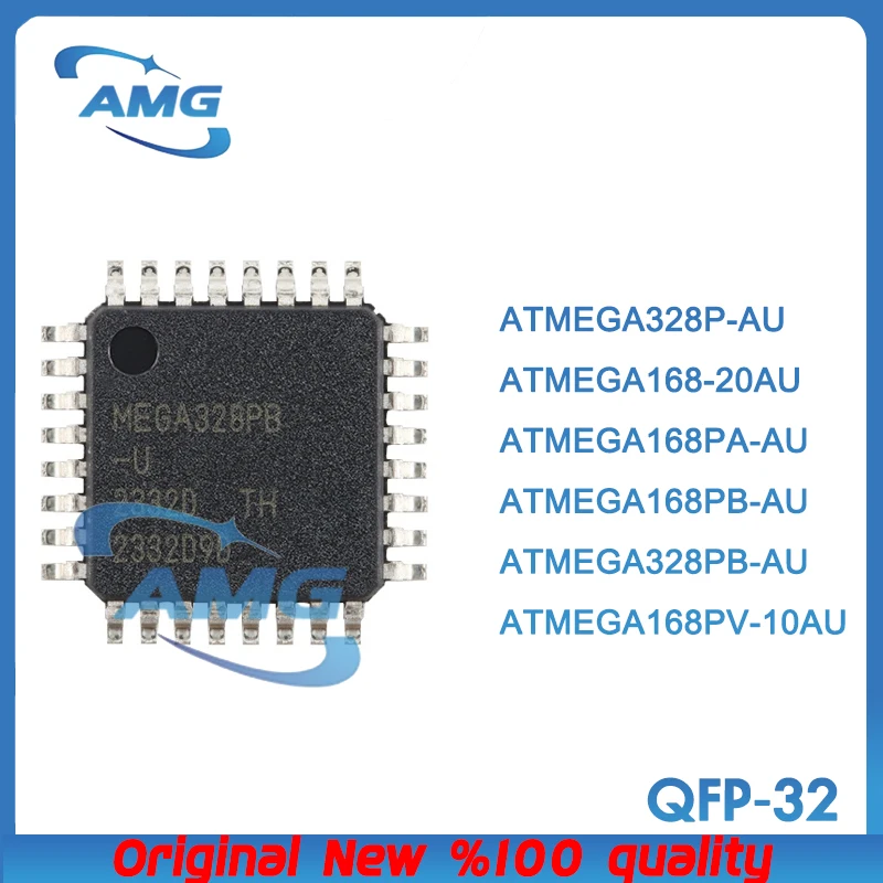 5PCS package QFP-32 ATMEGA328P-AT ATMEGA168-20A ATMEGA168PB-AU ATMEGA328PB-AU 8-bit AVR microcontroller chip