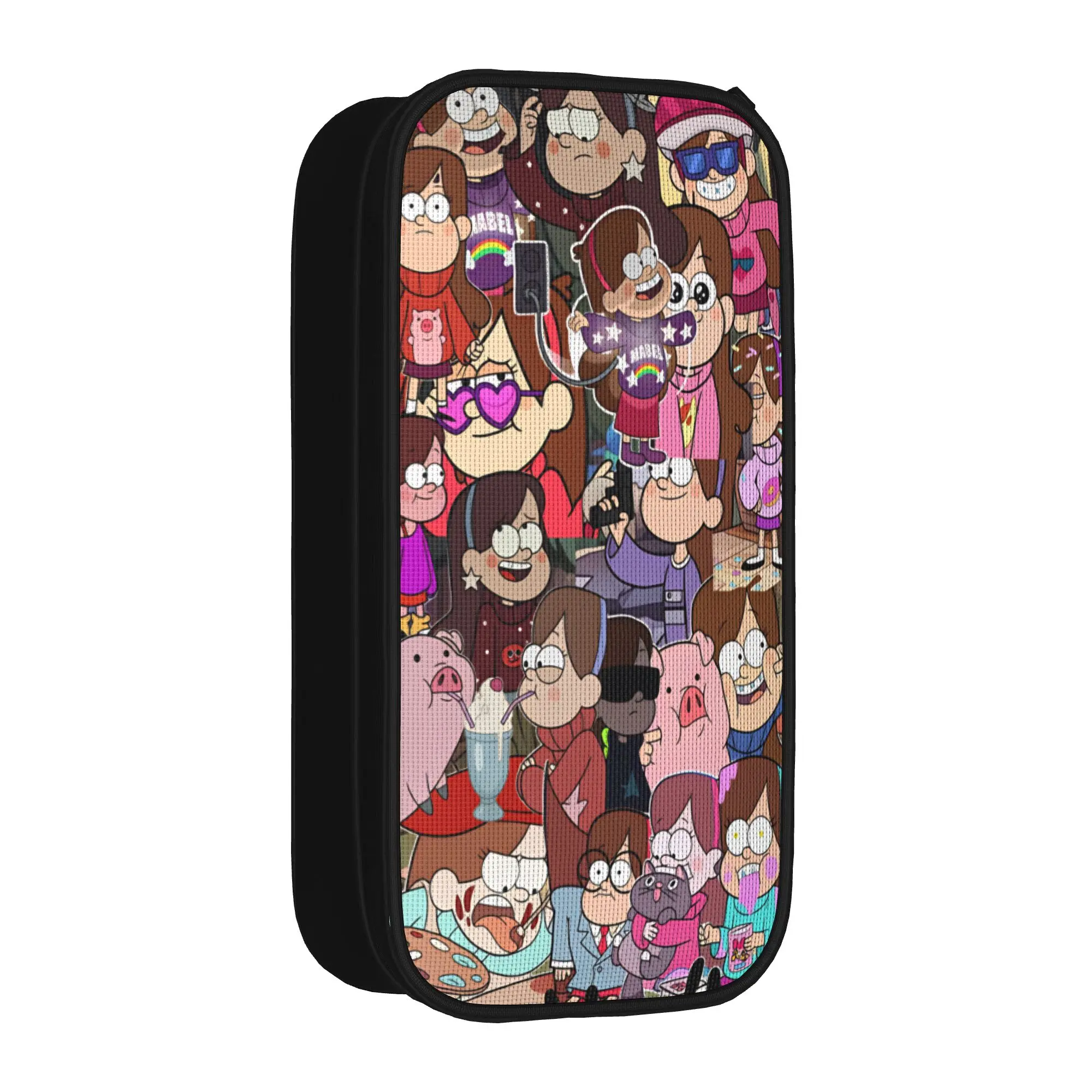 Mabel Pencil Case G-Gravity Falls Portable Pencil Pouch Girls Boys Double Layer Cool School Pencil Cases Custom Stationery