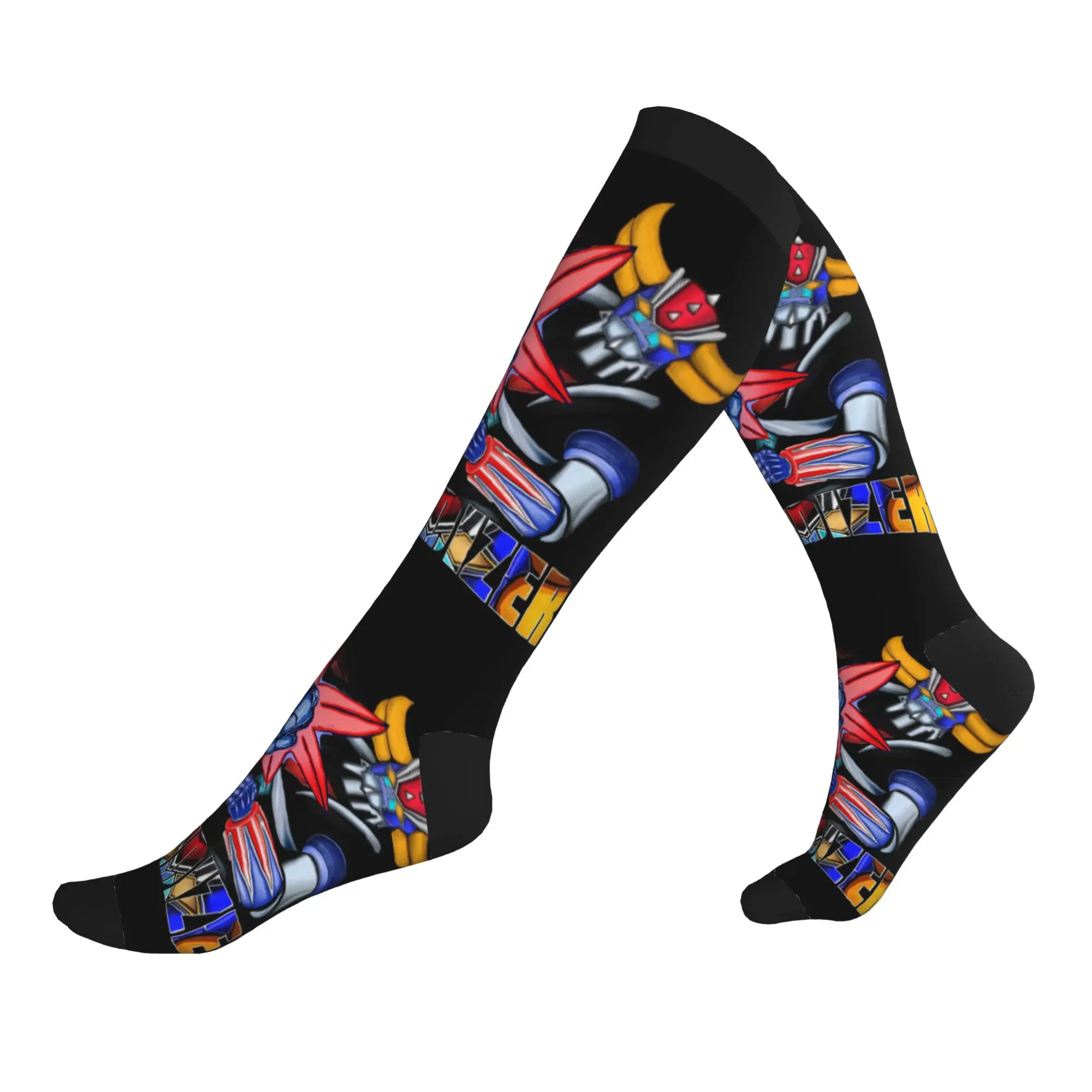 Calcetines Kawaii con estampado de UFO Robot Mazinger Z para hombres y mujeres, elásticos, para verano, otoño e invierno, Anime Manga Calcetines Deportivos de Compresión