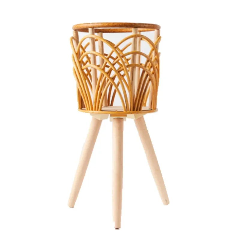 Suporte de planta de rattan de pouso alto estilo nórdico oco suporte de flores elegante decoração para casa prateleira varanda decoração venda quente