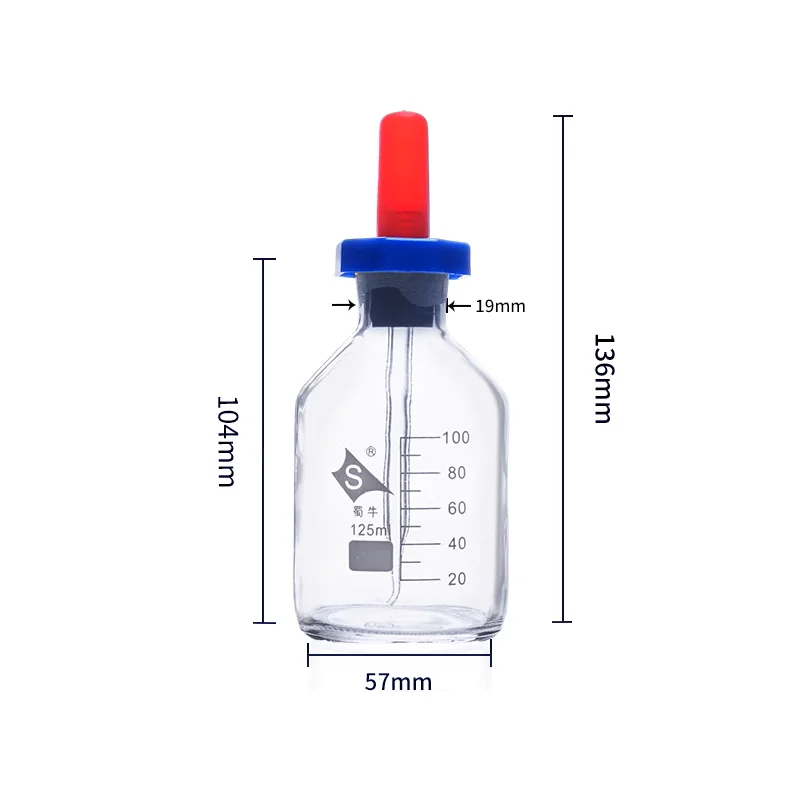 Glass Plastic Head Dropper Glass English Drop Bottle Scale Drop Bottle Laboratory Use