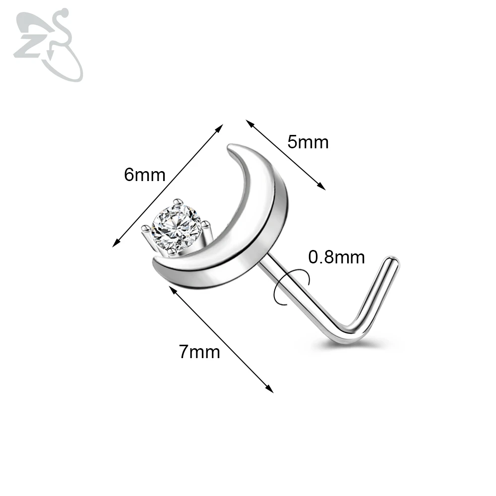 Cute CZ Crystal Nose Stud L-Shape