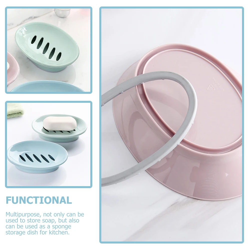 

3 Pcs Soap Drain Tray Dispenser Kitchen Case Bar Holder Sink Draining Dual Layer Dish Shower Bathroom Supplies Plastic Storage