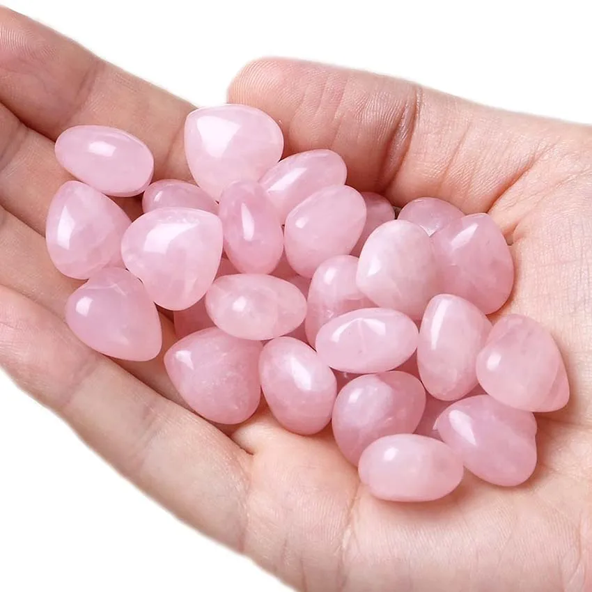 10pcs Mini Crystal Heart Love Pendant Natural Healing Crystals Rose Pink Quartz Bulk Polished Stone Valentines Day Gifts No Hole