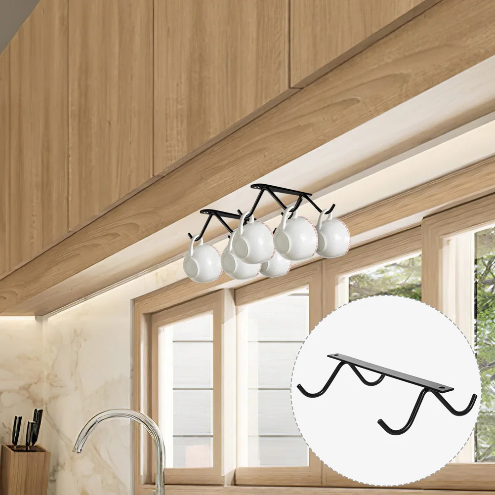 

2Pcs Under Cabinet Mug Holder Cup Rack Kitchen Organizer Rustproof Mugs Hanging Storage Space Saver