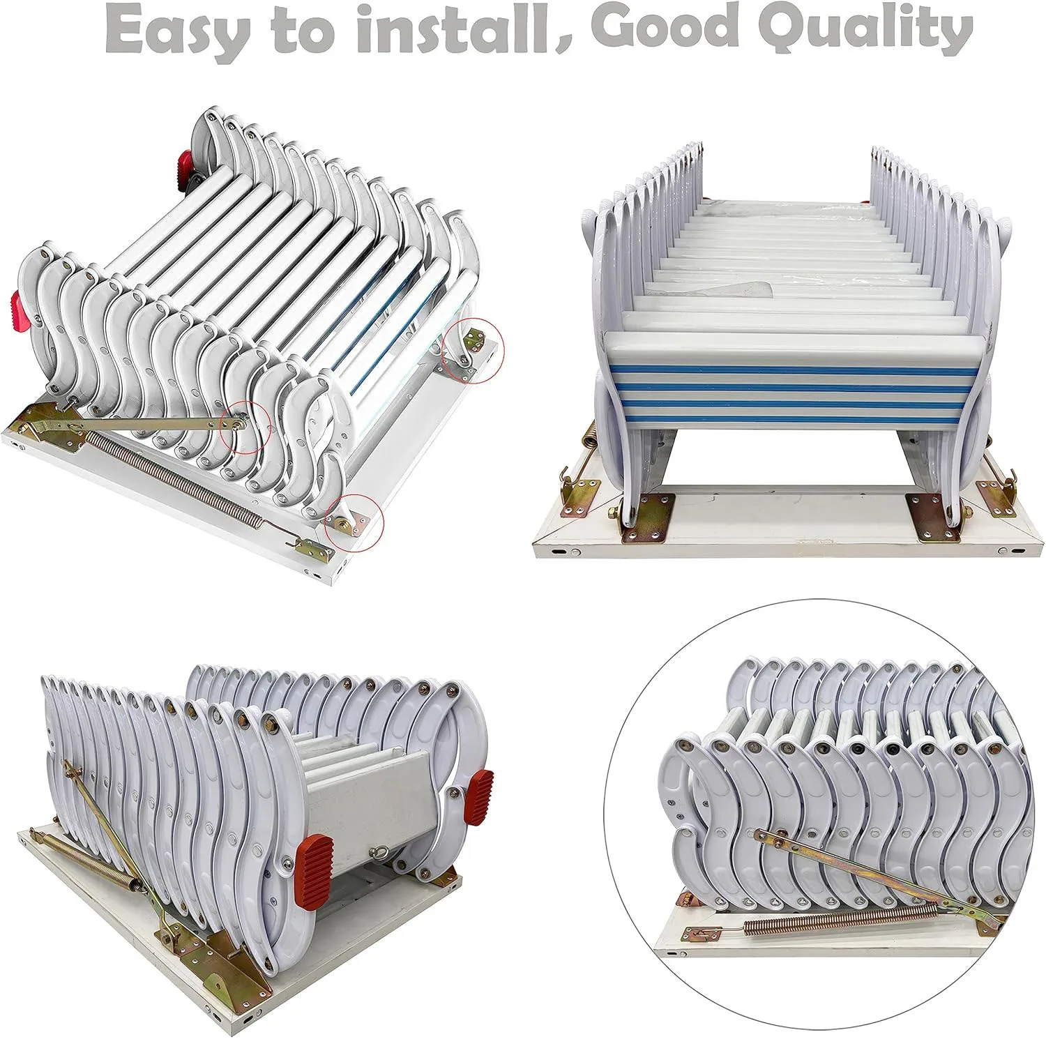 سلم علوي علوي سلالم قابلة للطي سلالم علية سحب للأسفل من الحائط مع هيكل مقص نوع مثبت على الحائط لتجديد المنزل