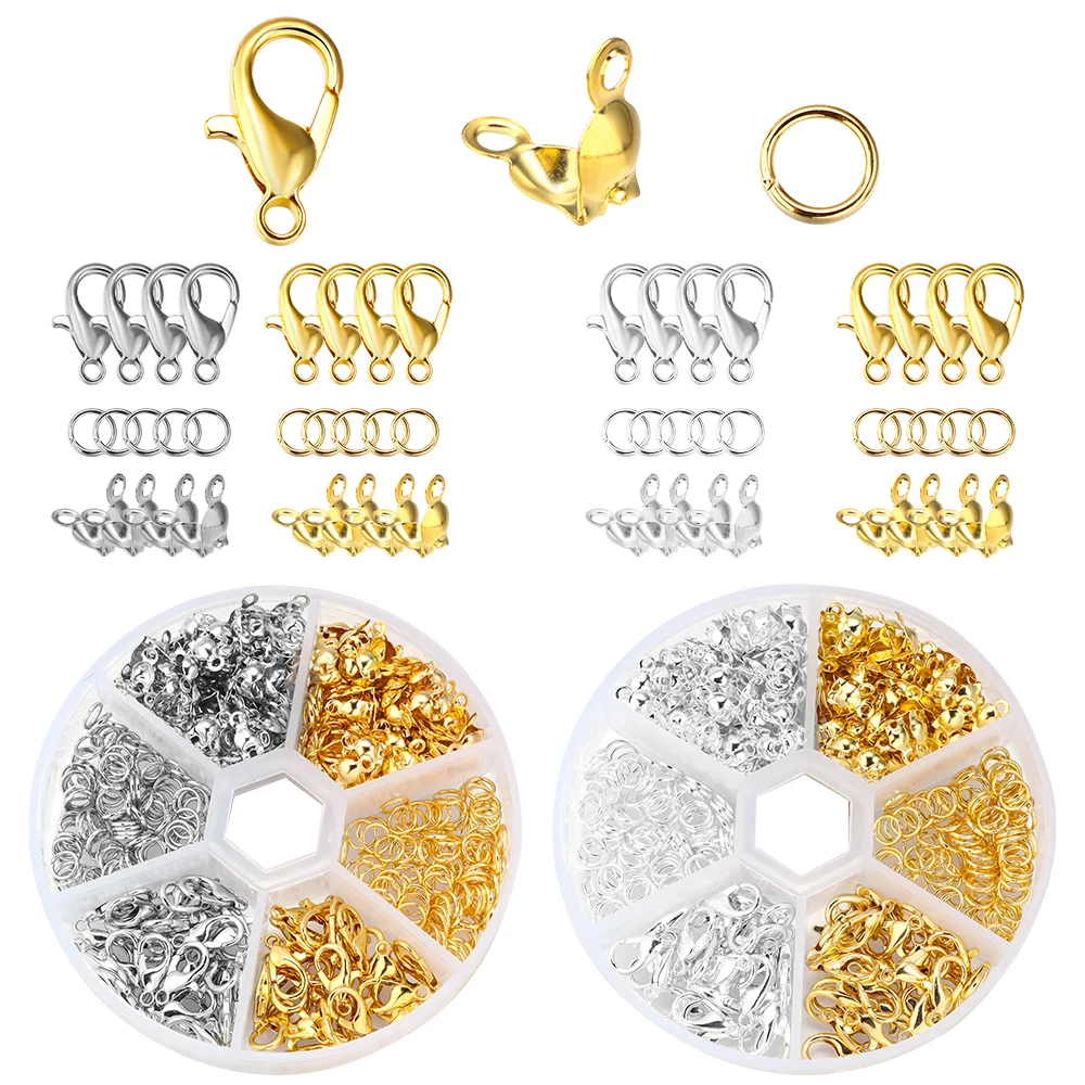

450pcs/Box Lobster Clasp Open Jump Rings End Crimps Beads Box Sets Jewelry Making Kits Handmade Bracelet Necklace Findings