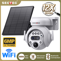 SECTEC 12X Zoom Daul lens Solar Battery PTZ WIFI Solar Camera 4G Sim Outdoor Surveillance White Camera Night Vision