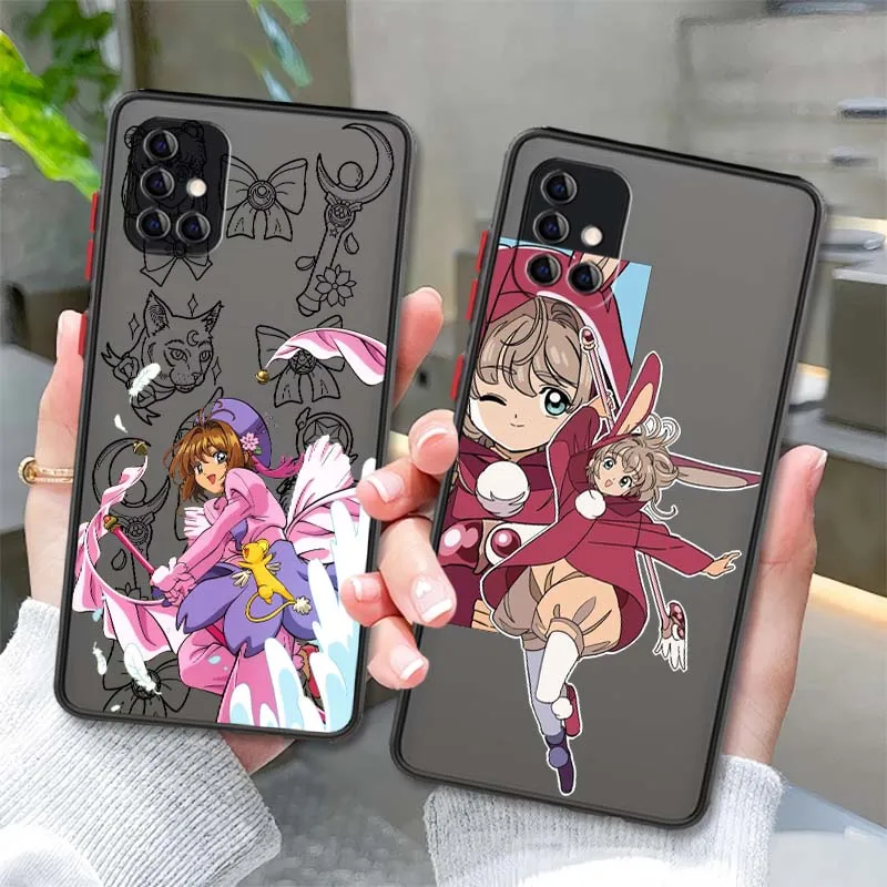 

Cartoon C-Cardcaptors Sakuras For Samsung A73 A72 A71 A55 A54 A53 A52 A51 A35 A25 A15 A14 5G Frosted Translucent Phone Case