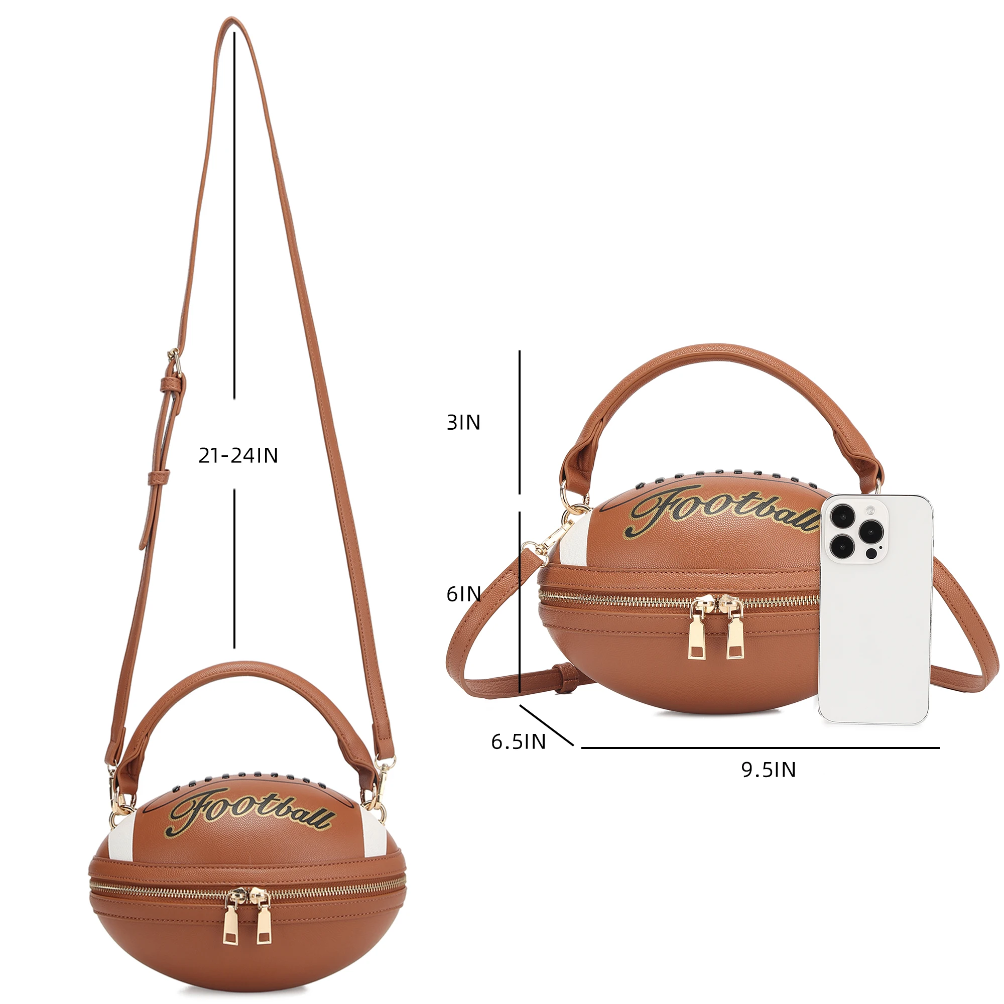 Fashion American Football Style Crossbody Bag for Women Girl’s Shoulder Bags Rugby Style Purses Designer Ball Novelty Handbags