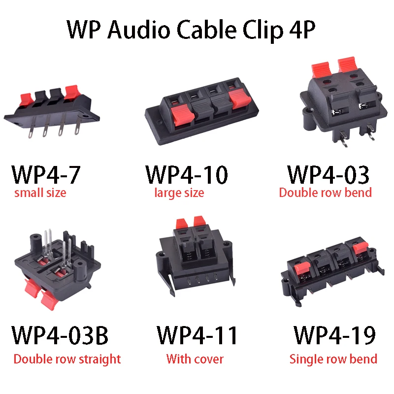 1PC WP 4P Speaker Audio LED Aging Test Wire Clip Wiring Terminal Double Spring Clip Quick Clip Lamp Decoration Detection Clip