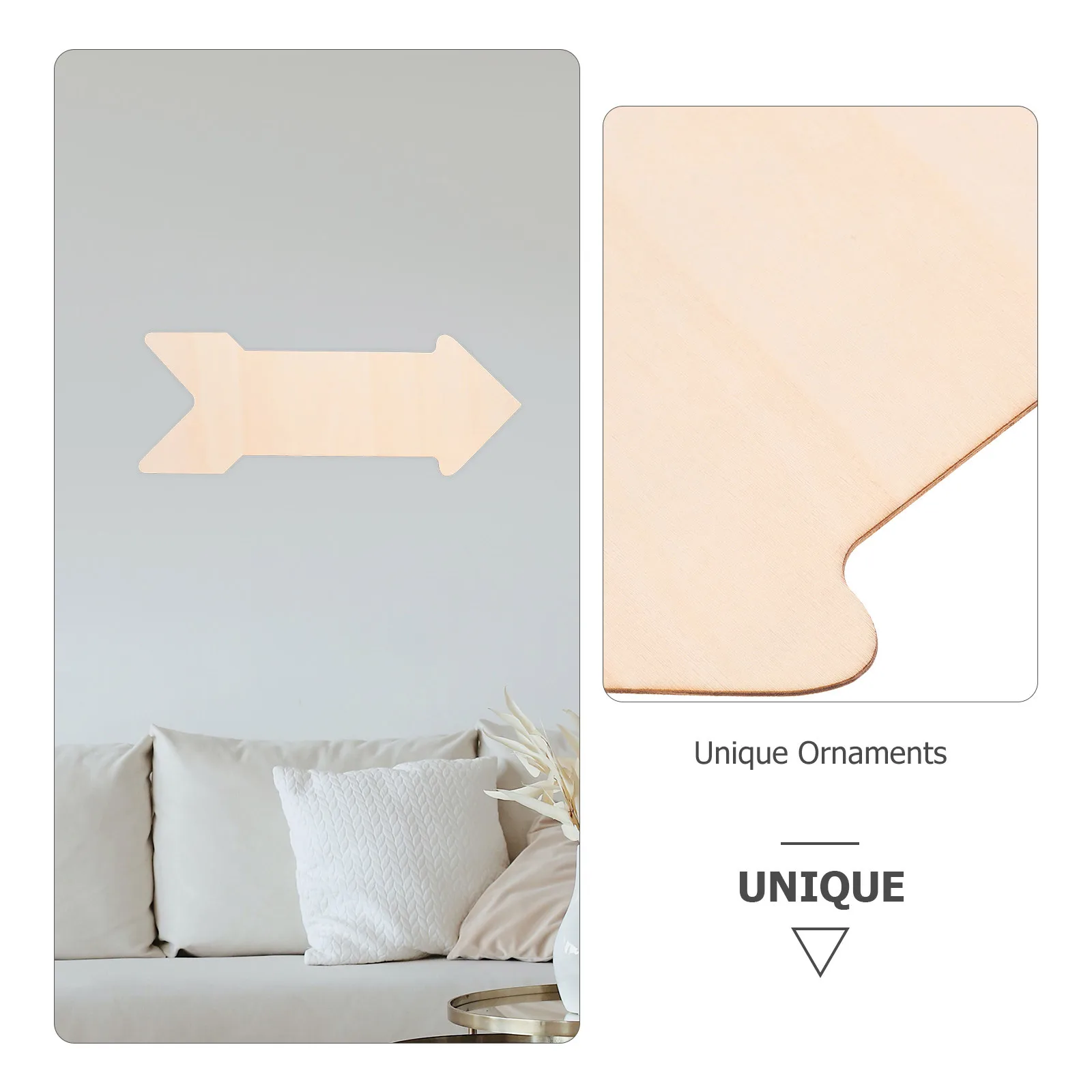 4pcs Arrow Shape Wood Slices For Diy Crafts Thickened Unfinished Wooden Cutouts Smooth Natural Blank Plaques Decorative Arrow