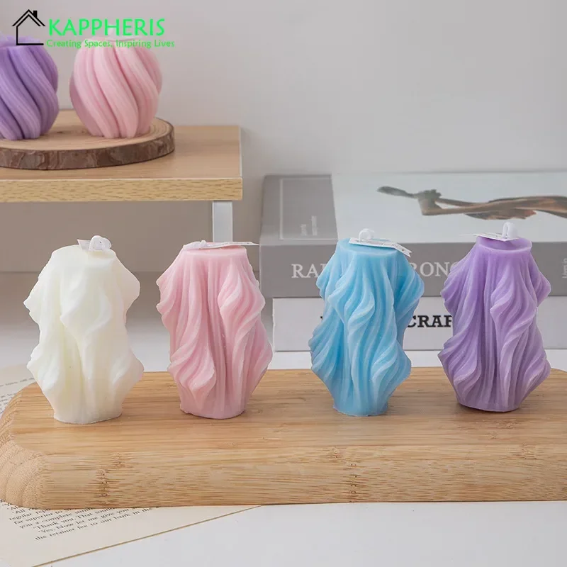 3D Swirl Scented Candles Aesthetic Unique Spiral Curve Aromatic Home Decorative Candles Smokeless In Colored Room Decor