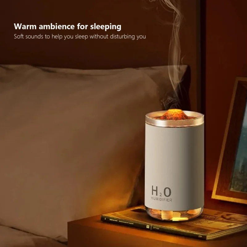 Mini Scent Diffuser 250ml Aroma Humidifier White Gradient Light Simulated Flame USB Charging for Home Office Travel