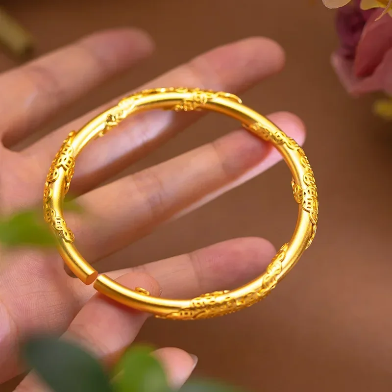 

9999 настоящий золотой браслет с монетами 24K, старинные круглые ювелирные изделия, женские браслеты