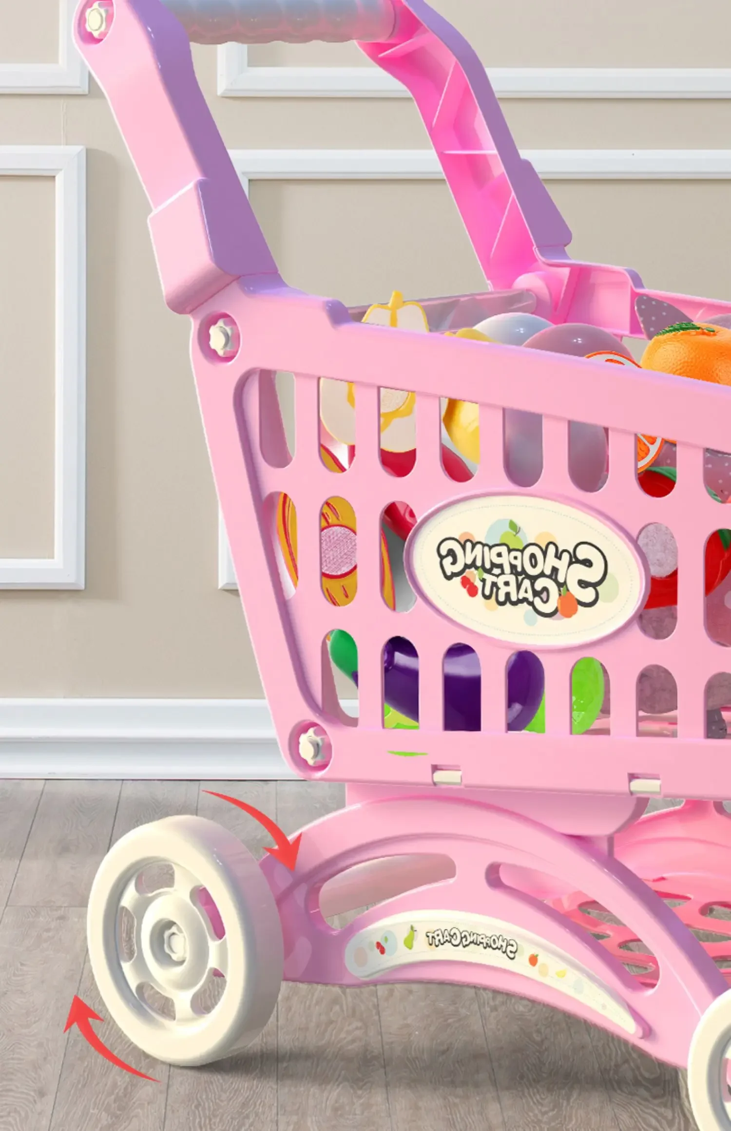 Children's Supermarket Shopping Cart Toy Baby Trolley Large Simulation Girl Family Fruit Cutting Joy Boy